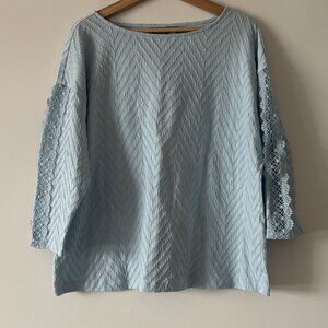 Chicos Women’s Top Light Blue Size 3 Textured Church Modest Easter Feminine NWT